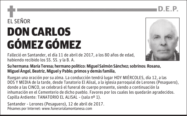 DON CARLOS GÓMEZ GÓMEZ