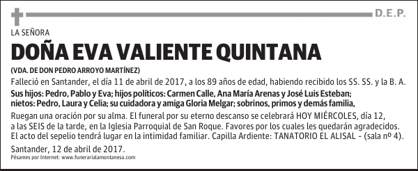 DOÑA EVA VALIENTE QUINTANA