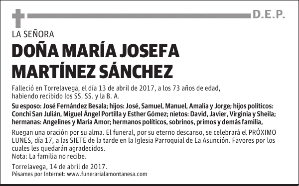 DOÑA MARÍA JOSEFA MARTÍNEZ SÁNCHEZ