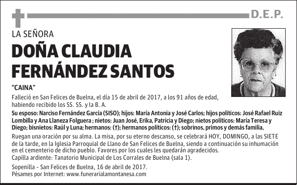 DOÑA CLAUDIA FERNÁNDEZ SANTOS