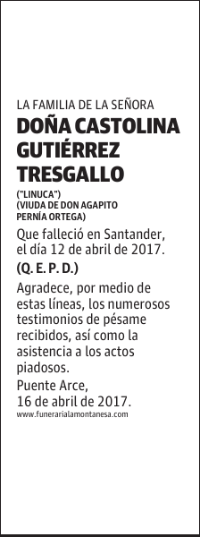 DOÑA CASTOLINA GUTIÉRREZ TRESGALLO