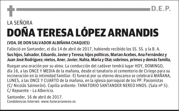 DOÑA TERESA LÓPEZ ARNANDIS