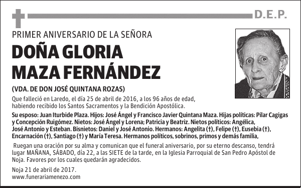 DOÑA GLORIA MAZA FERNÁNDEZ