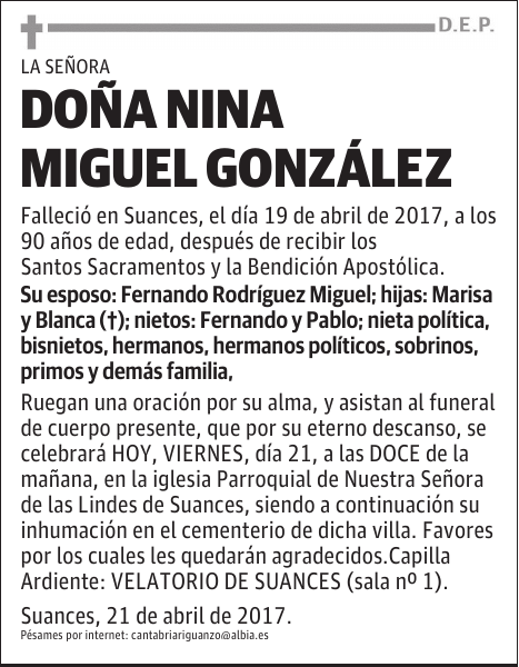 DOÑA NINA MIGUEL GONZÁLEZ