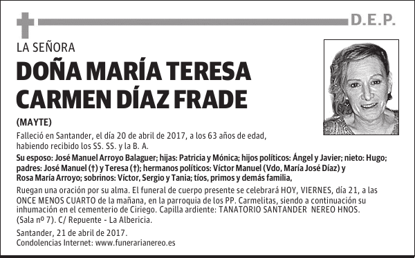 DOÑA MARÍA TERESA CARMEN DÍAZ FRADE
