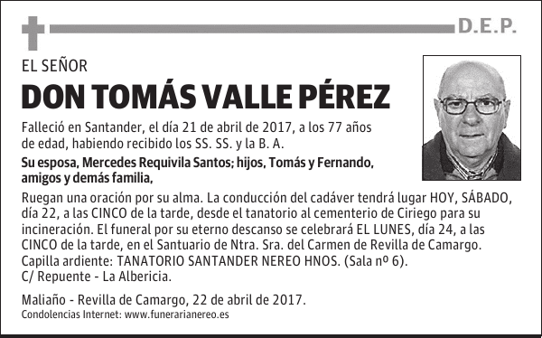 DON TOMÁS VALLE PÉREZ