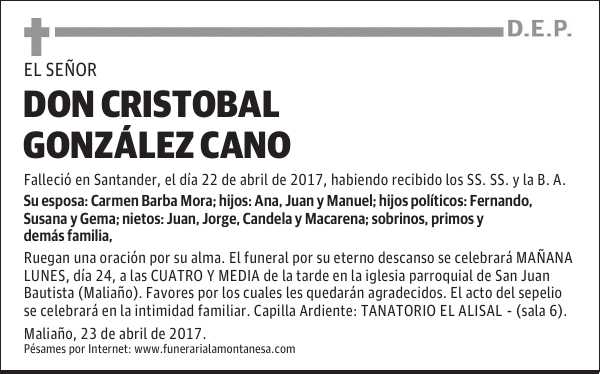 DON CRISTOBAL GONZÁLEZ CANO