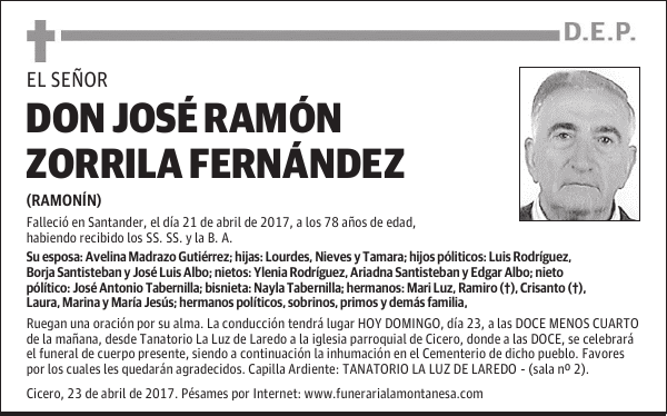 DON JOSÉ RAMÓN ZORRILA FERNÁNDEZ