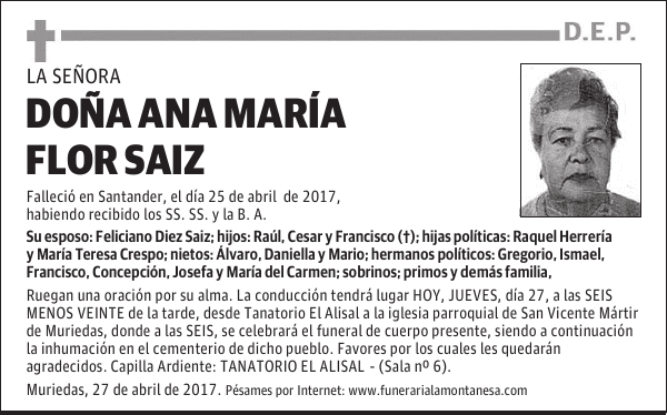 DOÑA ANA MARIA FLOR SAIZ