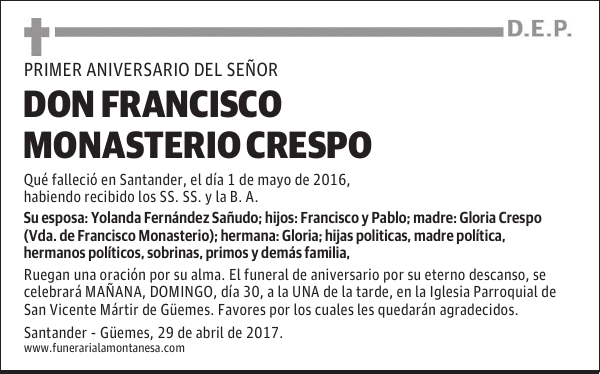DON FRANCISCO MONASTERIO CRESPO
