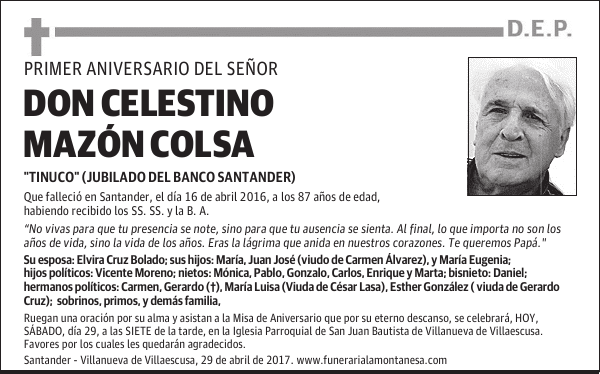 DON CELESTINO MAZÓN COLSA