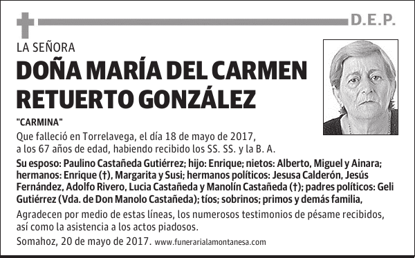DOÑA MARIA DEL CARMEN RETUERTO GONZÁLEZ