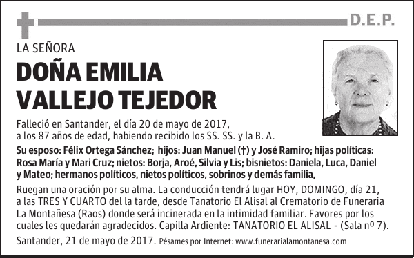 DOÑA EMILIA VALLEJO TEJEDOR