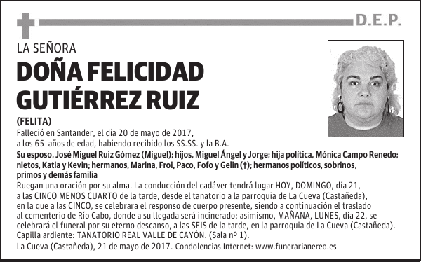 DOÑA FELICIDAD GUTIERREZ RUIZ