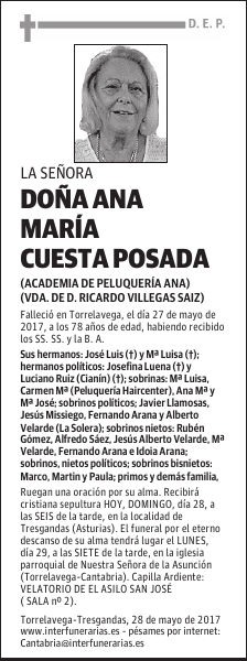Da. ANA Ma CUESTA POSADA