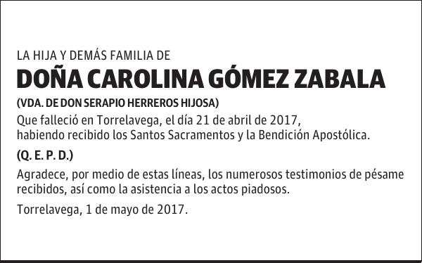 Doña Carolina Gómez Zabala