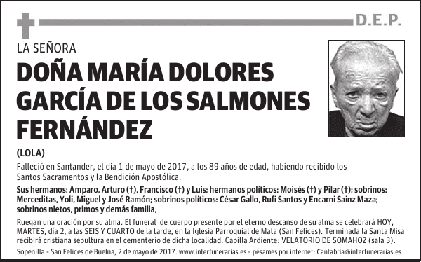 Dª. Mª DOLORES GARCÍA DE LOS SALMONES FERNÁNDEZ