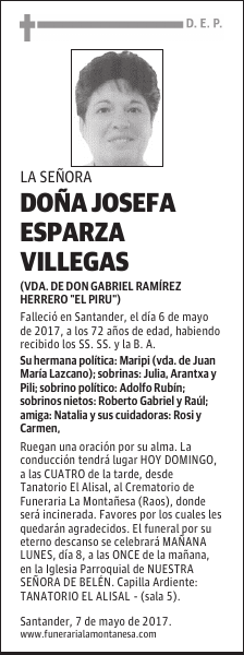 DOÑA JOSEFA ESPARZA VILLEGAS