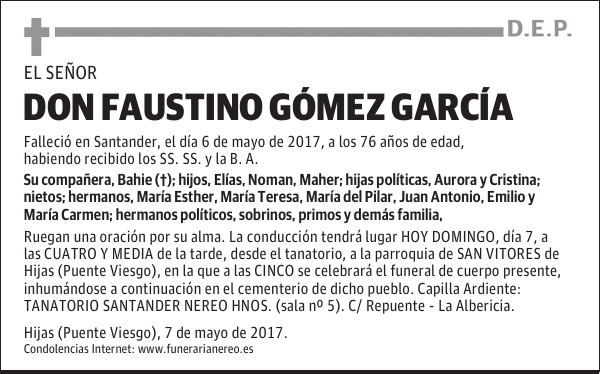 DON FAUSTINO GÓMEZ GARCÍA
