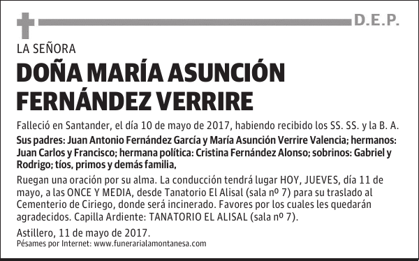 DOÑA MARÍA ASUNCIÓN FERNÁNDEZ VERRIRE