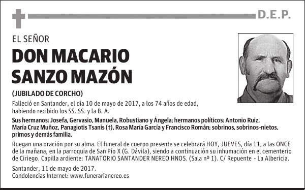 DON MACARIO SANZO MAZÓN