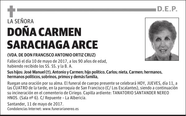 DOÑA CARMEN SARACHAGA ARCE
