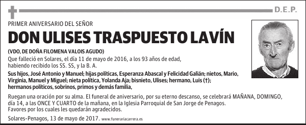 DON ULISES TRASPUESTO LAVÍN