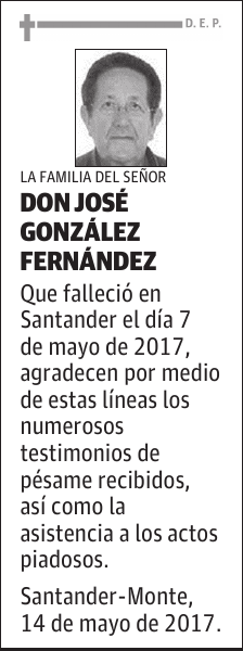 D. JOSÉ GONZÁLEZ FERNÁNDEZ