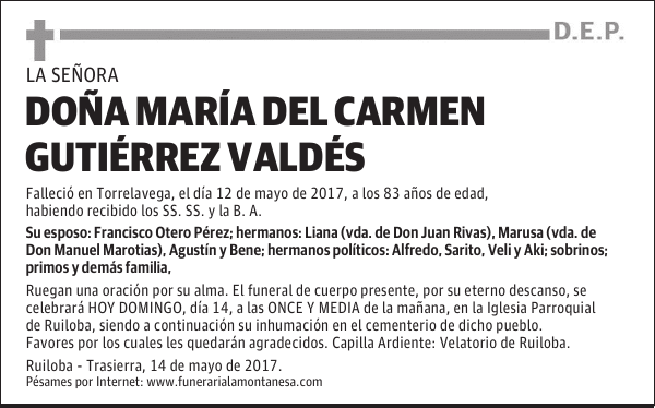DOÑA MARÍA DEL CARMEN GUTIÉRREZ VALDÉS
