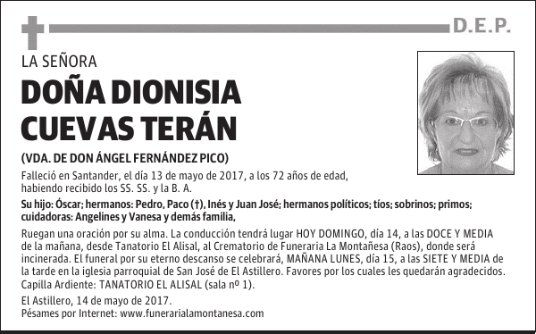 DOÑA DIONISIA CUEVAS TERÁN
