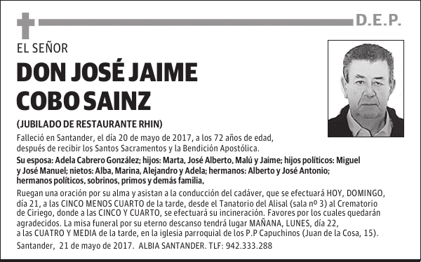 DON JOSÉ JAIME COBO SAINZ