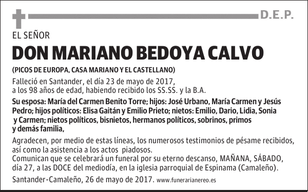 DON MARIANO BEDOYA CALVO