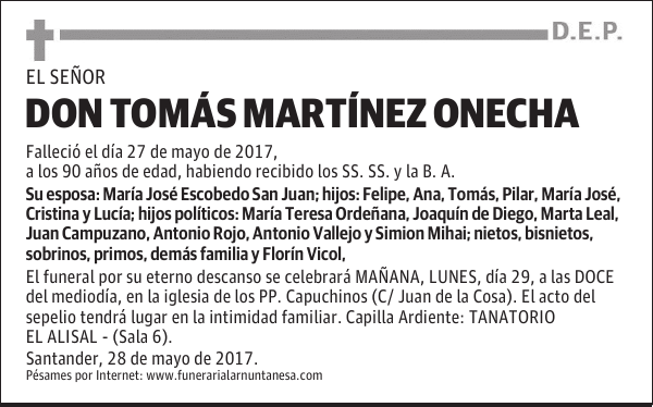 DON TOMÁS MARTÍNEZ ONECHA