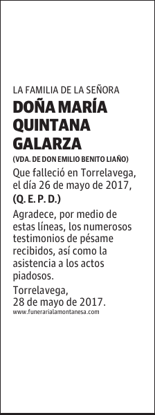 DOÑA MARÍA QUINTANA GALARZA