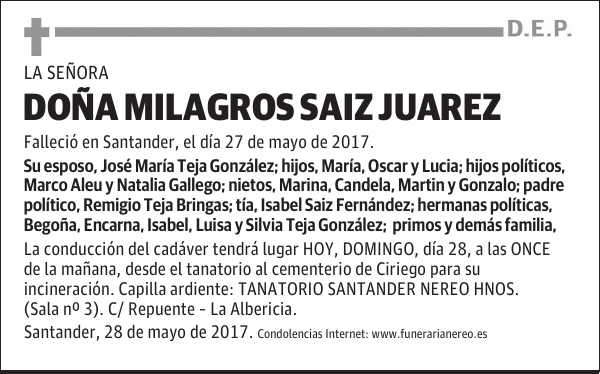 DOÑA MILAGROS SAIZ JUAREZ