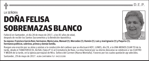 DOÑA FELISA SOBREMAZAS BLANCO