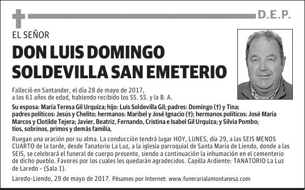 DON LUIS DOMINGO SOLDEVILLA SAN EMETERIO