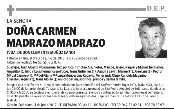 DOÑA CARMEN MADRAZO MADRAZO