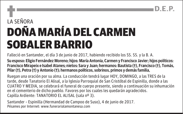 DOÑA MARÍA DEL CARMEN SOBALER BARRIO