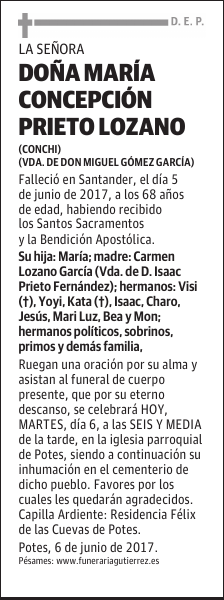 Dña. MARÍA CONCEPCIÓ PRIETO LOZANO