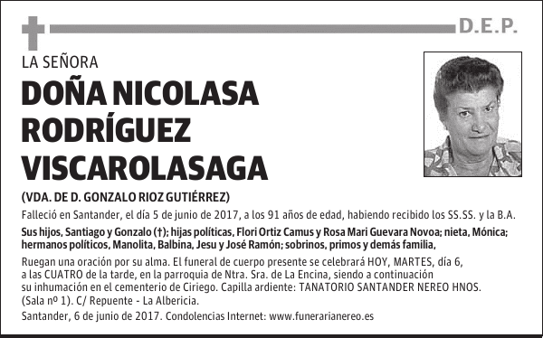 DOÑA NICOLASA RODRIGUEZ VISCAROLASAGA