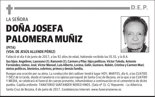 DOÑA JOSEFA PALOMERA MUÑIZ