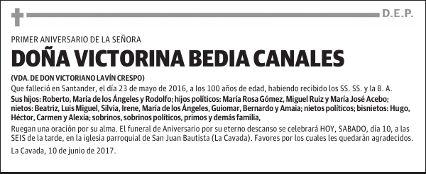 Doña Victorina Bedia Canales