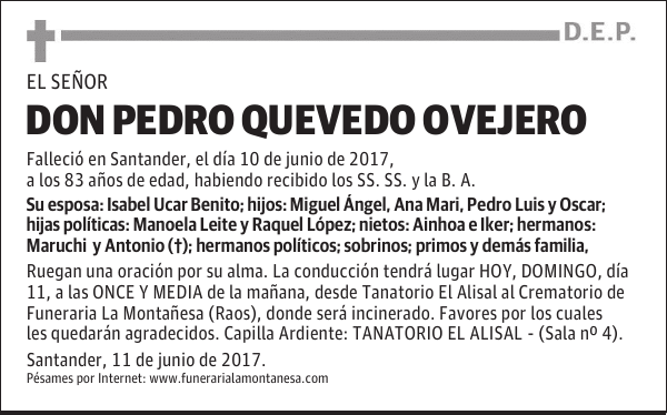 DON PEDRO QUEVEDO OVEJERO