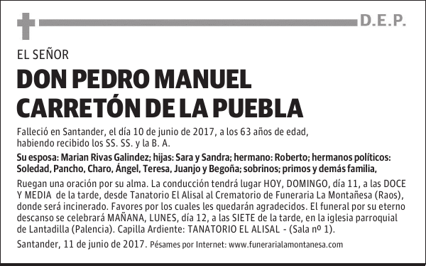 DON PEDRO MANUEL CARRETÓN DE LA PUEBLA