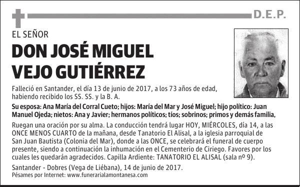 DON JOSÉ MIGUEL VEJO GUTIÉRREZ
