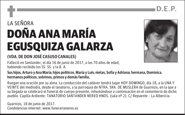 DOÑA ANA MARÍA EGUSQUIZA GALARZA