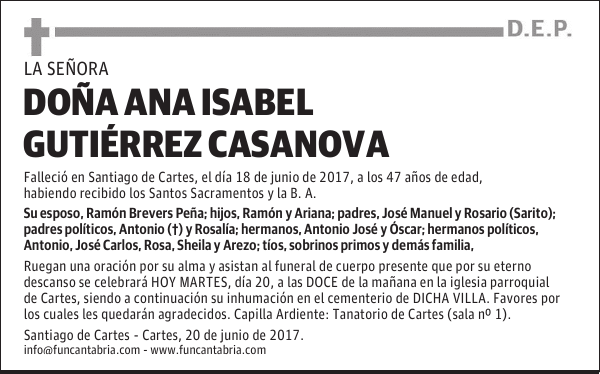 DOÑA ANA ISABEL GUTIÉRREZ CASANOVA