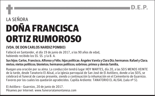 DOÑA FRANCISCA ORTIZ RUMOROSO