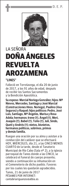 DOÑA ANGELES REVUELTA AROZAMENA